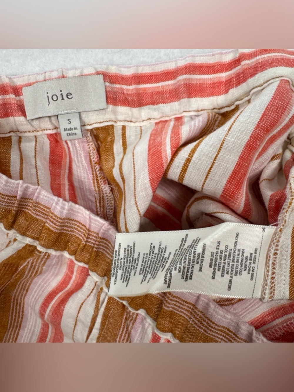 Joie 100% Linen Striped Shorts Women’s Small Side Buttons Back Pockets Beach - Picture 6 of 11